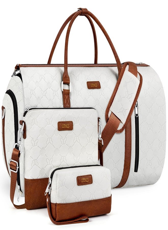 TIBES Convertible Garment Duffel Bag for Travel - Carry On Garment Bags With Toiletry Bag Large Weekender Bag for Men Women 2 in 1 Hanging Suitcase Suit Travel Duffel Overnight Bags 4pcs Set, White, - Image 1