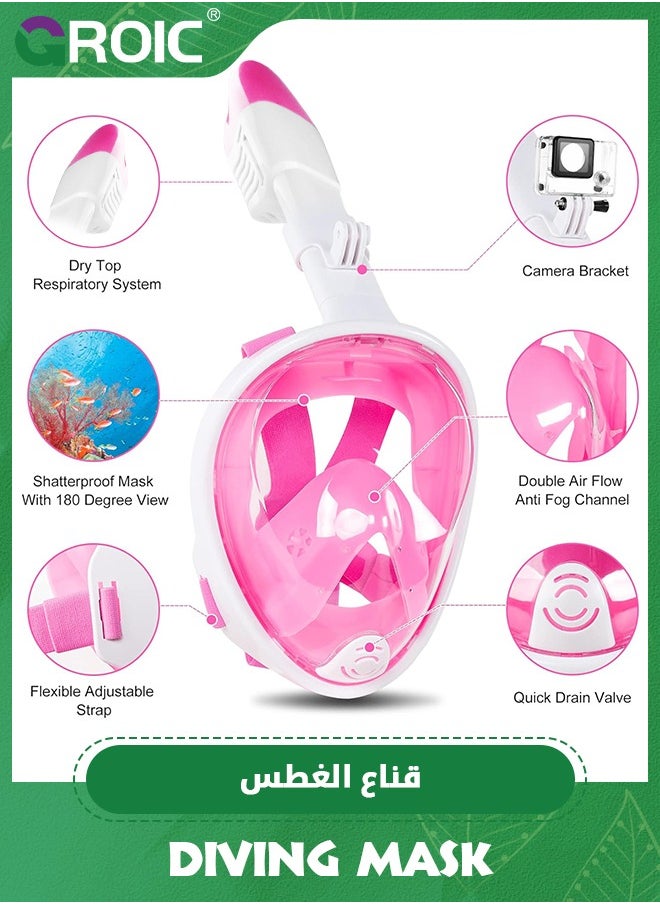 GROIC Snorkeling Gear for Adults, Full Face Snorkel Mask Snorkeling Gear with Anti-Fog Full face Dive Mask and Detachable Camera Mount Snorkeling Set for Adults Underwater Swimming Adult Dry Snorkel Set  - Image 2