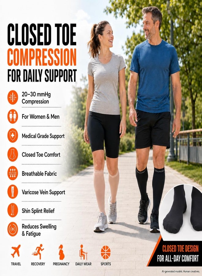 Doc Miller Closed Toe Compression Socks 20-30 mmHg for Women & Men - Image 2