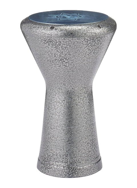 Aluminum Drum Egyptian Tabla Oriental Darbuka Percussion 6 Pins with 22 cm / 8.75 inch Plastic Drumhead + Carry Case , Spare Head & Tuning Key for Beginners Amateurs - Silver