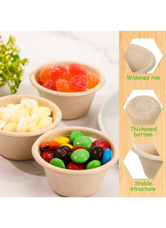 Sieral Sieral 2 oz Natural Bagasse Fiber Cups Disposable Food Cup Sugarcane Small Sample Portion Biodegradable Compostable Tasting Souffle Condiment Sauce Ice Cream Dishes for Party (500 Packs)  - Image 3