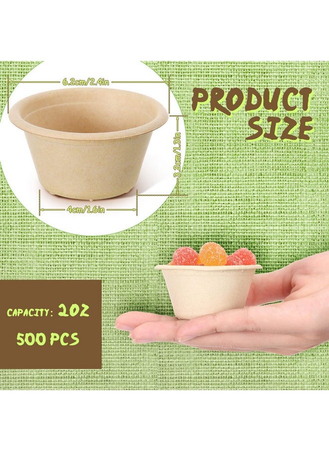 Sieral Sieral 2 oz Natural Bagasse Fiber Cups Disposable Food Cup Sugarcane Small Sample Portion Biodegradable Compostable Tasting Souffle Condiment Sauce Ice Cream Dishes for Party (500 Packs)  - Image 2