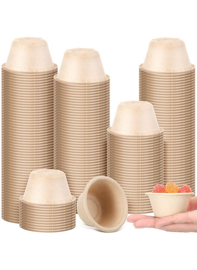 Sieral Sieral 2 oz Natural Bagasse Fiber Cups Disposable Food Cup Sugarcane Small Sample Portion Biodegradable Compostable Tasting Souffle Condiment Sauce Ice Cream Dishes for Party (500 Packs)  - Image 1