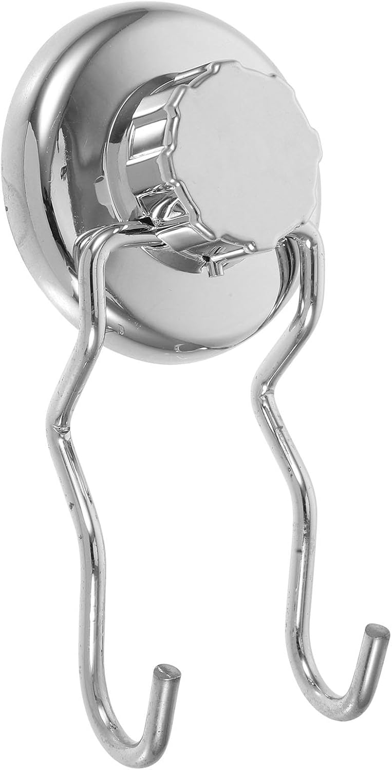 Heavy Duty Stainless Steel Suction Cup Hooks, 2-Prong Strong Removable Vacuum Hangers for Bathroom and Kitchen Towel, Robe, and Clothes Hanging - Image 1