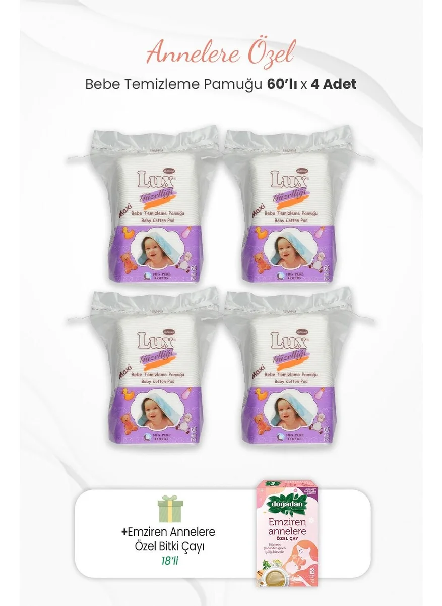 Lux 4-Piece Square Baby Cleansing Cotton and Special Herbal Tea for Breastfeeding Mothers