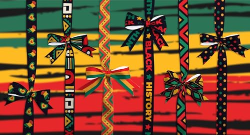 YKW 8 Pack Black History Month Ribbon, 3/8 Inch x 3 Yards Each, African Pattern Grosgrain Ribbon, Cultural Decorative for School Classroom Party Gift Wrapping - Image 3