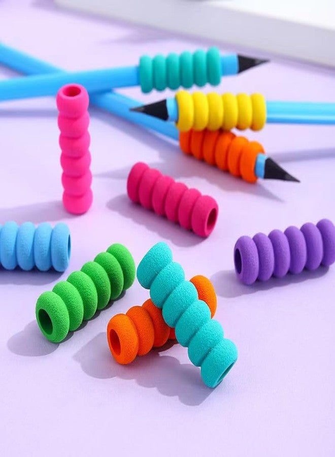 Essivox 12Pcs Colorful Foam Pencil Grips, Writing Aid for Right and Left-Handed Use, Soft Slip-On Holders for Pens, Paint Brushes, Drawing and Handwriting (6) - Image 4