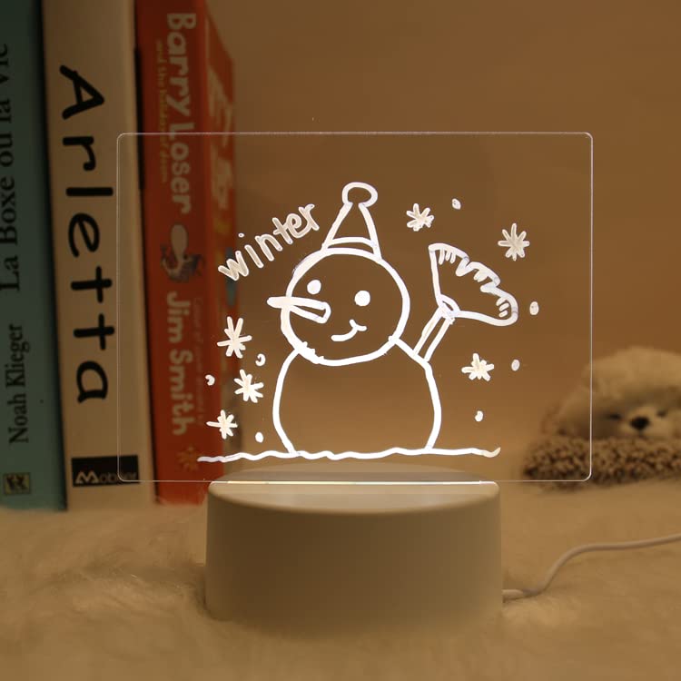 Inditradition 3D Acrylic Creative Message Board with LED Light Base Holder, with Writing Pen & Cloth (Transparent, Square Shape, 6x4 Inches) - Image 2