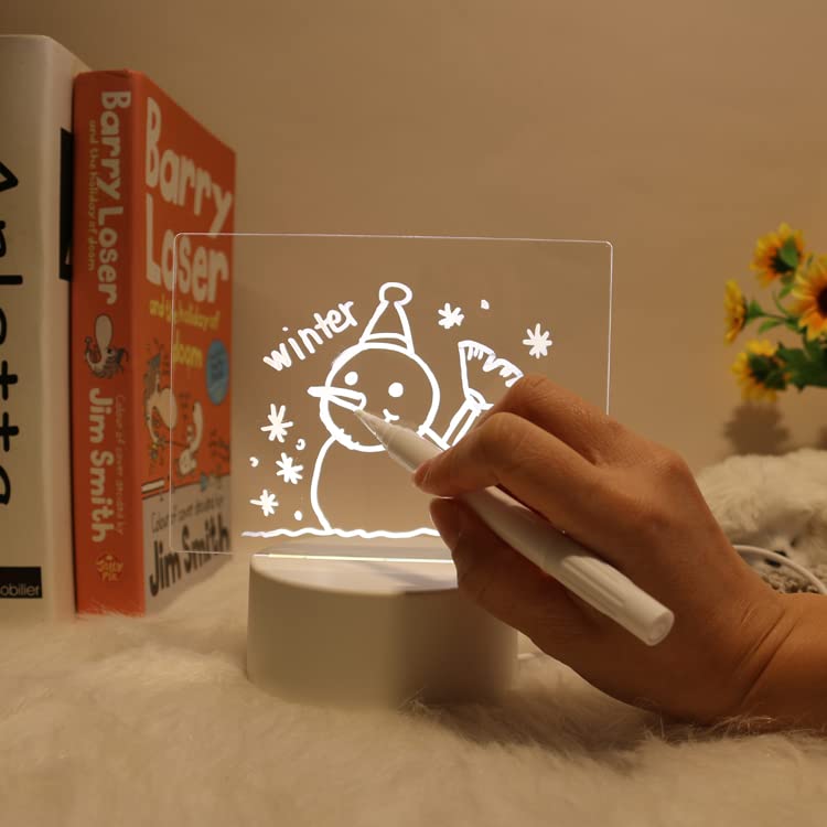 Inditradition 3D Acrylic Creative Message Board with LED Light Base Holder, with Writing Pen & Cloth (Transparent, Square Shape, 6x4 Inches) - Image 4