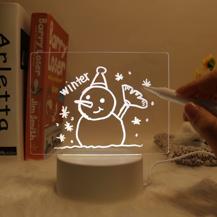 Inditradition 3D Acrylic Creative Message Board with LED Light Base Holder, with Writing Pen & Cloth (Transparent, Square Shape, 6x4 Inches) - Image 3