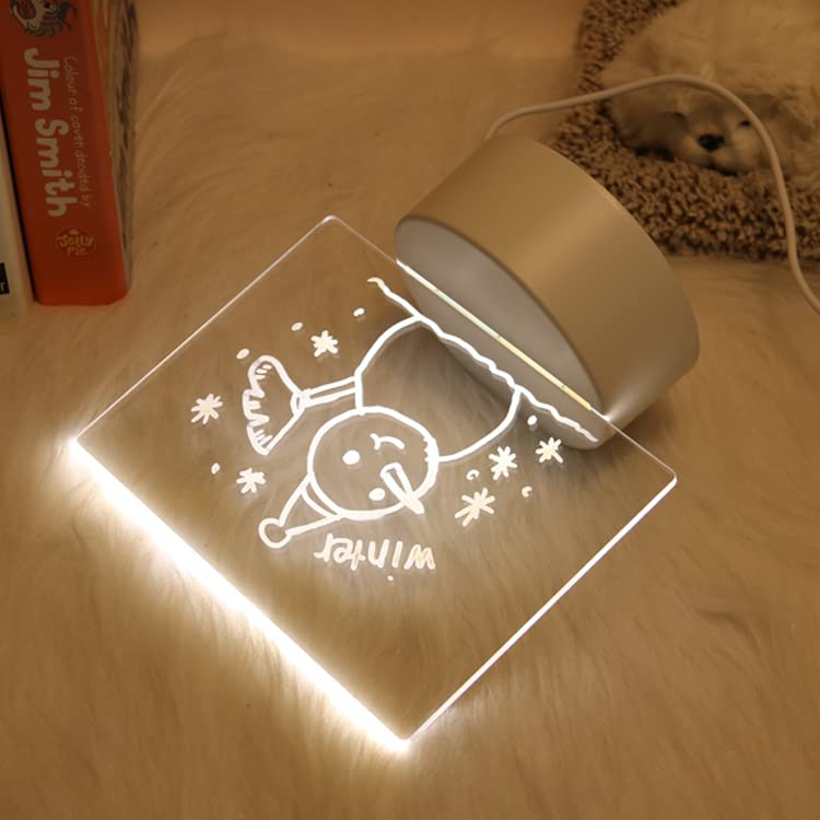 Inditradition 3D Acrylic Creative Message Board with LED Light Base Holder, with Writing Pen & Cloth (Transparent, Square Shape, 6x4 Inches) - Image 5