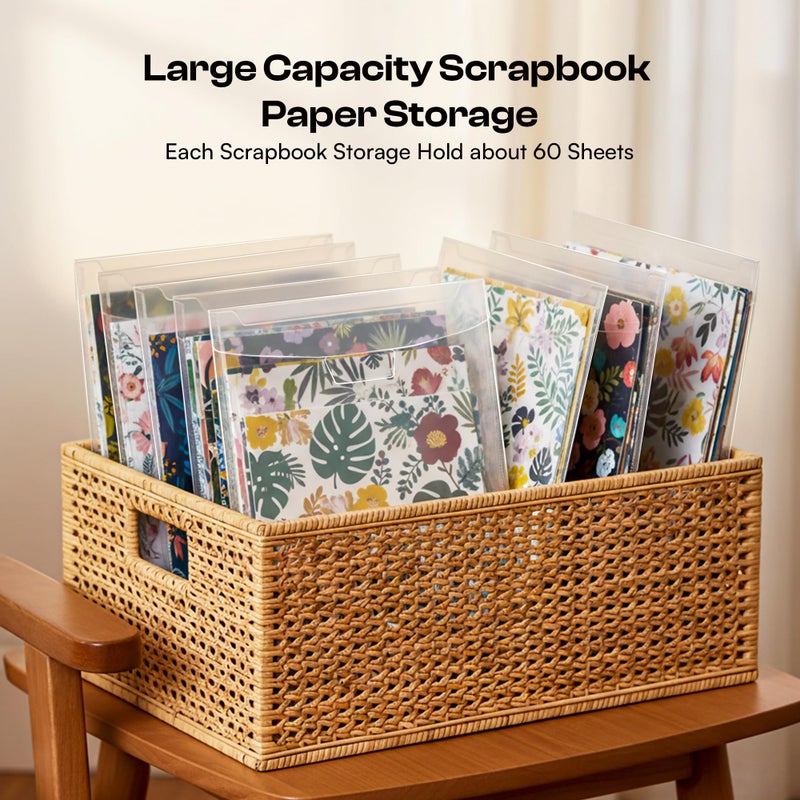 Csyidio 20 PCS 6x6inch Scrapbook Paper Storage with Lid, Clear Plastic Sleeves with 24 Label Stickers, Paper Storage Organizer for Scrapbook, Cardstock, Origami Paper, Cookie Stencil - Image 2