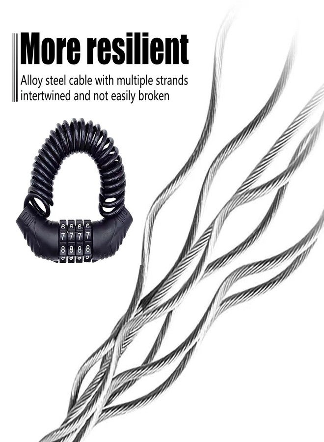 pinflaw 1 PC Motorcycle Helmet Locks, Anti-Theft Bike Password Lock, 59In Retractable Bicycle Wheel Security Locking Chain, Universal for Luggage Stroller Motorbike Scooter (Black) - Image 3