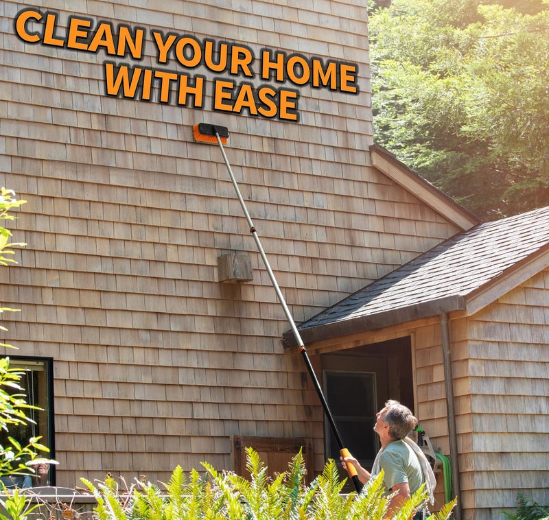 EXTEND-A-REACH 20 Foot Exterior House Cleaning Brush Set with 4-12 ft Extension Pole // Vinyl Siding Brushes with Telescopic Extendable Pole & Window Cleaning Squeegee Tool // the Ultimate Extension Scrub Brush Set - Image 4