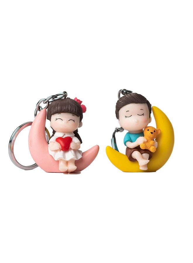 RainSound Girl & Boy Moon Design Cute Couple keychain & Keyring - Image 1