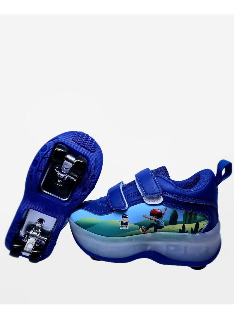 YTS Quad Wheel Shoes with Cartoon Print – Purple/Blue Gradient - Image 3