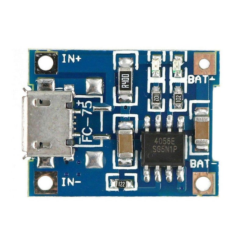 REES52 REES52 Micro USB 5V 1A 18650 TP4056 Lithium Battery Charger Module Charging Board with Protection Dual Functions 1A Liion Pack of 2 - Image 1