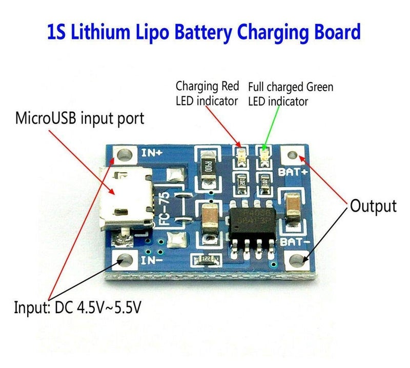 REES52 REES52 Micro USB 5V 1A 18650 TP4056 Lithium Battery Charger Module Charging Board with Protection Dual Functions 1A Liion Pack of 2 - Image 4
