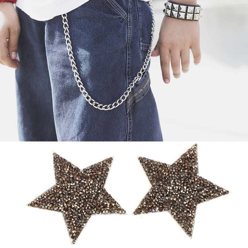 10pcs Rhinestone Star Applique Iron On Clothes Patch for Dress Shoes Bag Hat (Gray) - Image 5