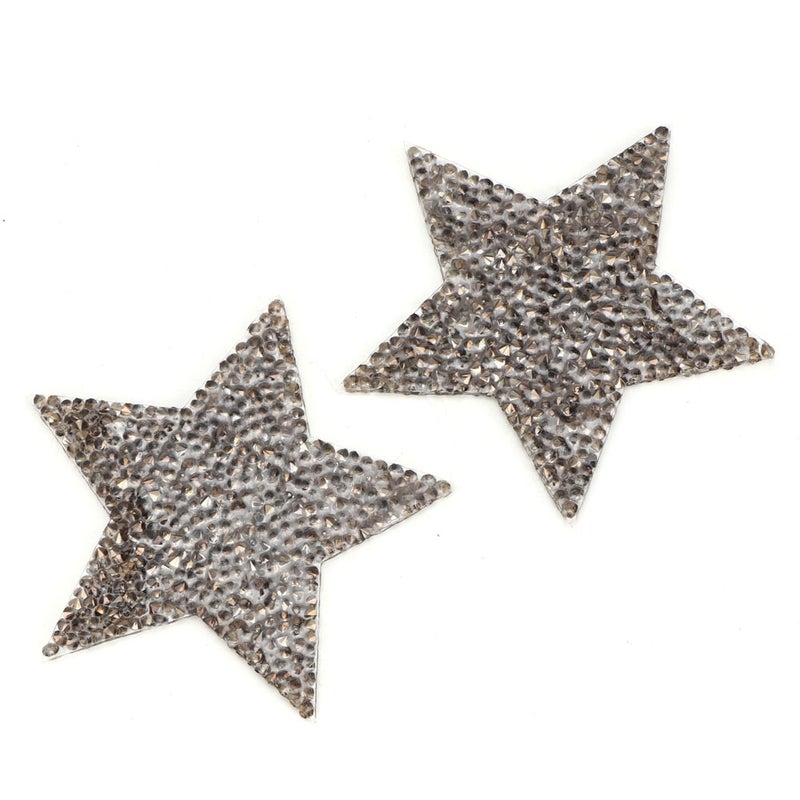10pcs Rhinestone Star Applique Iron On Clothes Patch for Dress Shoes Bag Hat (Gray) - Image 4