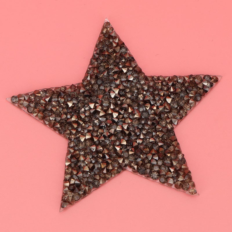 10pcs Rhinestone Star Applique Iron On Clothes Patch for Dress Shoes Bag Hat (Gray) - Image 2