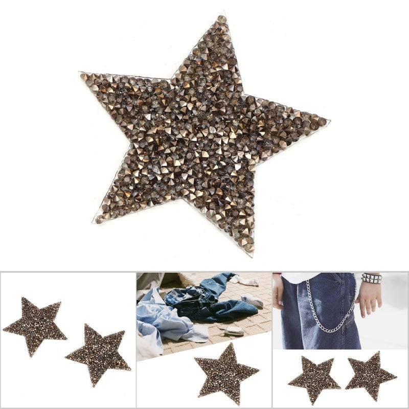 10pcs Rhinestone Star Applique Iron On Clothes Patch for Dress Shoes Bag Hat (Gray) - Image 1