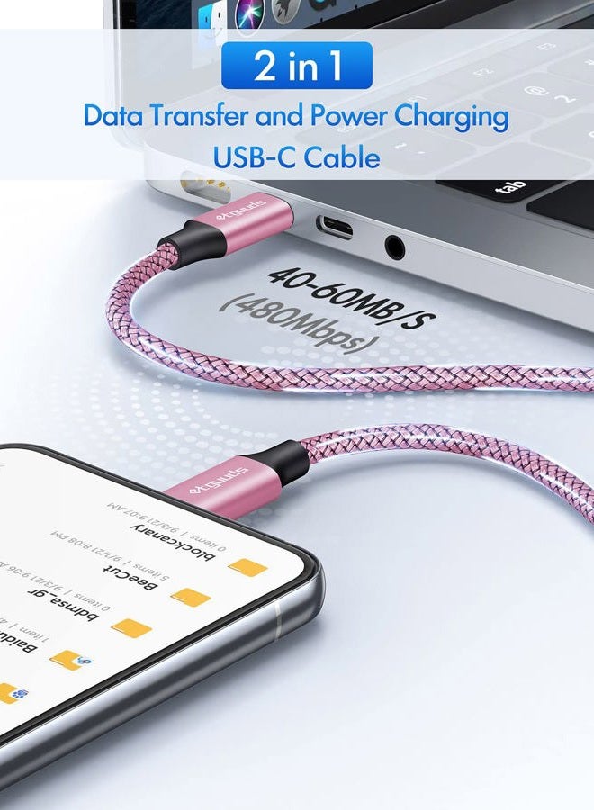 etguuds Pink USB C to USB C Cable 6ft, 2-Pack, 60W USBC to USBC Cord, Type C to C Charger Cable Fast Charging for iPhone 16/15 Pro Max/Plus/Pro, for MacBook Pro Air/iPad, for Samsung Galaxy S24 S23  - Image 4