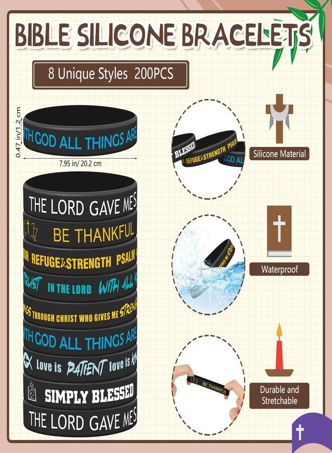 Ecation 48 Pcs Bible Verse Bracelets Bulk Silicone Spiritual Inspirational Faith Religious Bracelets Rubber Wristbands Christian Gifts for Teens and Adults(Dark Color) - Image 2
