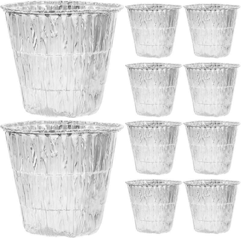10Pcs Disposable Aluminum Foil Grease Bucket Liners for Bbq Grills and Smokers Large Capacity Drip Tray Liners for Outdoor Cooking Baking Steaming and Oil Splash Prevention - Image 1