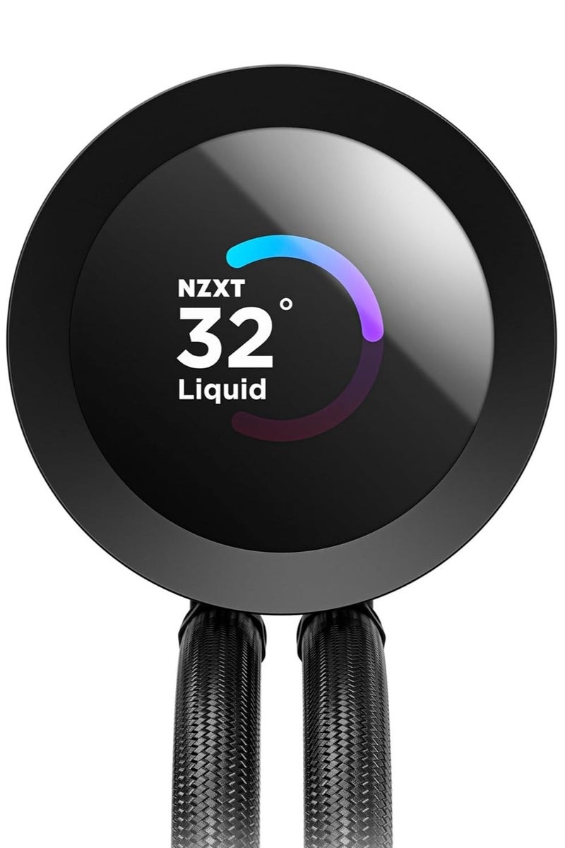 ان زد اكس تي مبرد وحدة المعالجة المركزية السائل Kraken Plus 360 RGB AIO مقاس 360 مم مع شاشة LCD مقاس 1.54 بوصة، ومراوح RGB، ومضخة توربينية NZXT (1200-2800 دورة في الدقيقة)، ومبرد من الألومنيوم، و3 مراوح RGB Core مقاس 120 مم، ومتوافق مع Intel LGA 1851/1700/1200/115X وAMD AM5/AM4، وتشغيل هادئ، وتحكم ببرنامج CAM، لون أسود | RL-KR360-B2 - Image 3