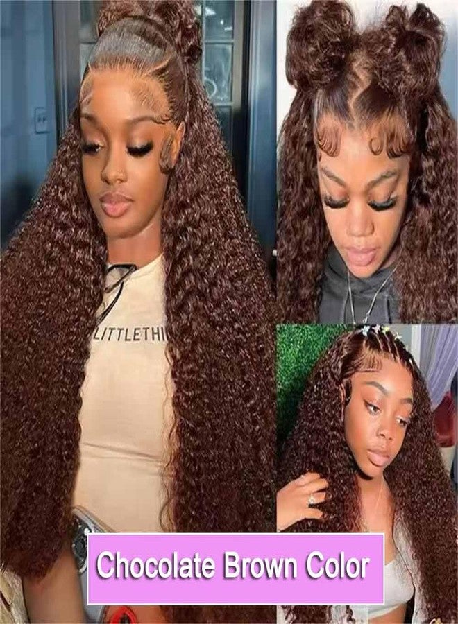 WPPIKK Chocolate Brown Lace Front Wigs Human Hair Pre Plucked 180 Density Brazilian Wet and Wavy Human Hair Wigs for Black Women Colored Curly 13x4 Lace Frontal Wig (Brown Color, 22 Inch) - Image 5