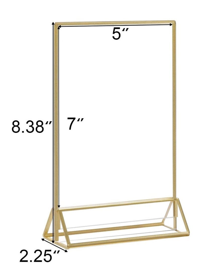 SOLARAE 6 Pieces Clear Acrylic Table Card Holder, Double Sided Frame with Gold Border and Removable Vertical Stand for Photo Display, Wedding Table Number, Restaurant Sign, Menu Holder (5 x 7 inches) - Image 4