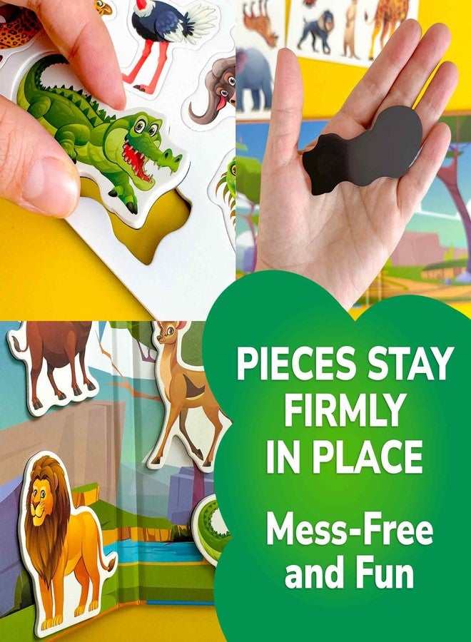 QUOKKA Travel Magnetic Puzzles for Toddlers 1-3 - 20+Pcs Africa Game with Extra-Long Play Book - Fun Travel Game Toy for Kids Ages 3-5 - Strong Magnets for Car Activities - Fun Toddler Puzzle Ages 2-4 - Image 3