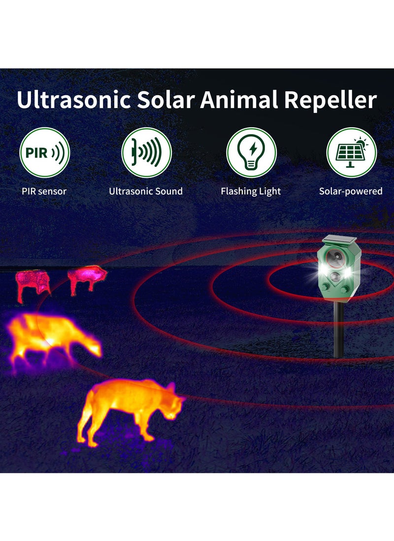 Generic - Solar Ultrasonic Animals Repellent, 1 Pack Motion Activated Cat Repellent with Flashing Lights & Alarm Weatherproof Outdoor Deer Repellent Device for Cats, Dogs, Raccoons, Rabbits, Squirrels, Skunks - Image 1