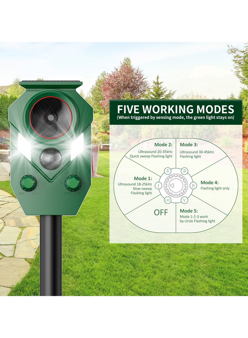 Solar Ultrasonic Cat Repellent, 1 Pack Motion Activated Cat Repellent with Flashing Lights & Alarm Weatherproof Outdoor Deer Repellent Device for Cats, Dogs, Raccoons, Rabbits, Squirrels, Skunks - Image 4