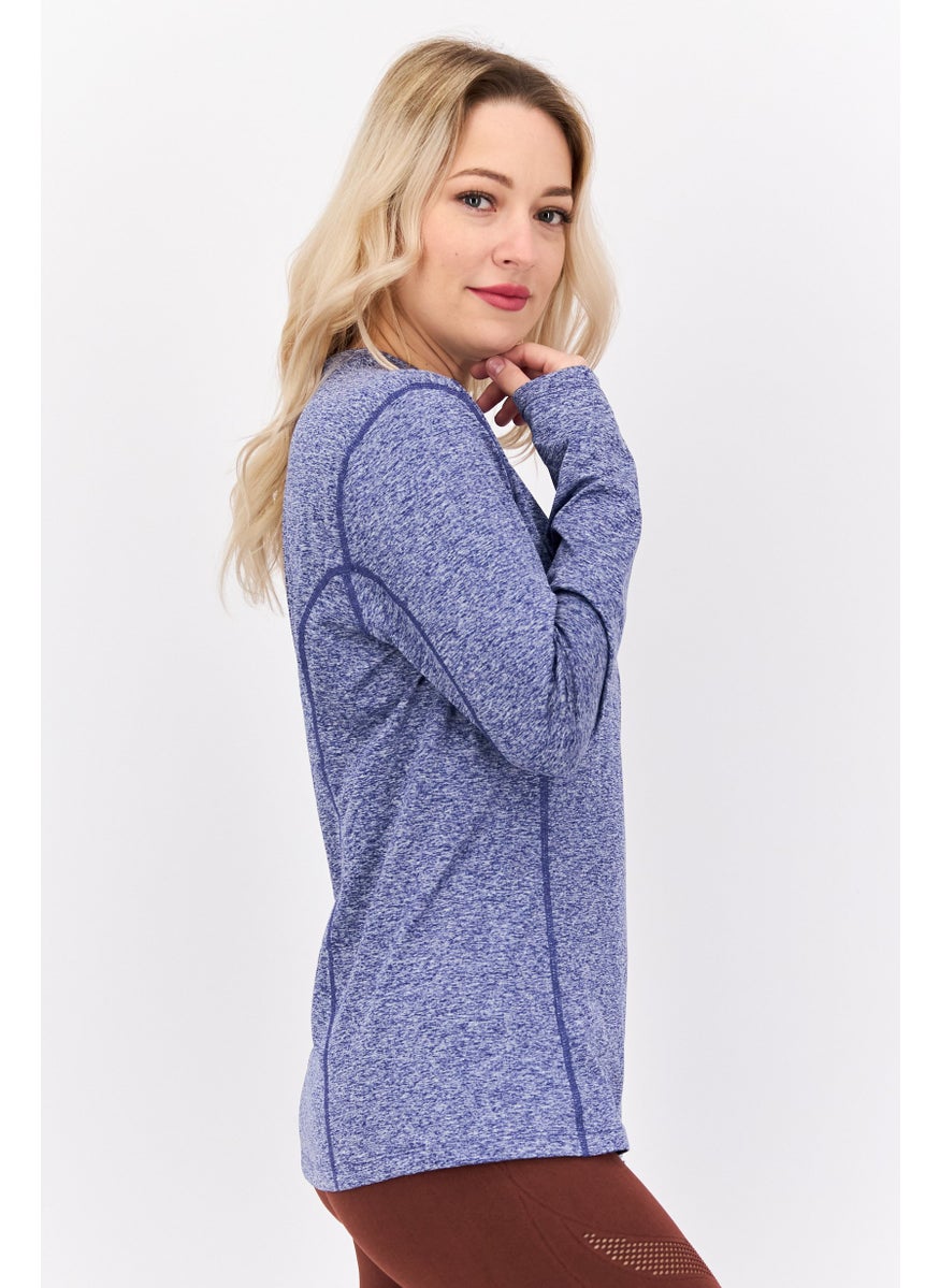 Hurley Women Sportswear Fit Long Sleeves Training Top, Blue Heather  - Image 2