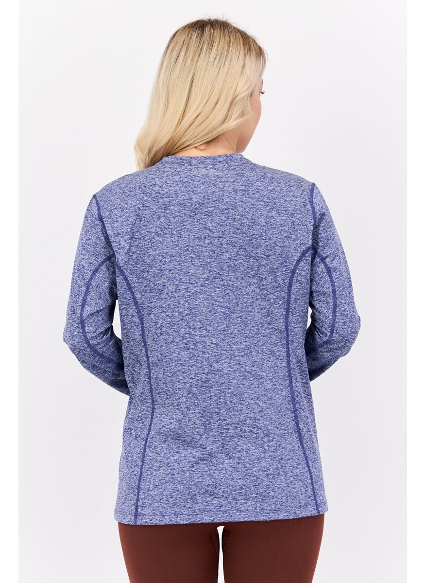 Hurley Women Sportswear Fit Long Sleeves Training Top, Blue Heather  - Image 3