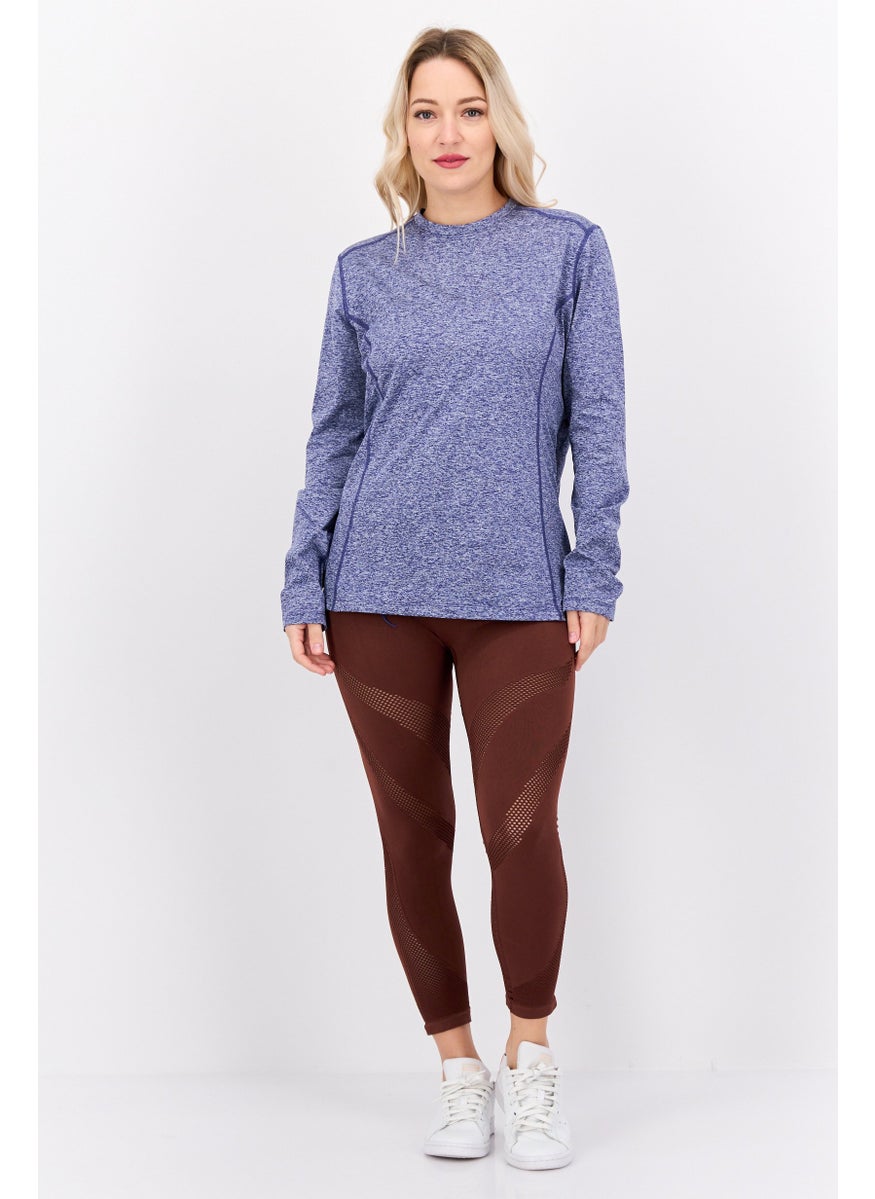 Hurley Women Sportswear Fit Long Sleeves Training Top, Blue Heather  - Image 4