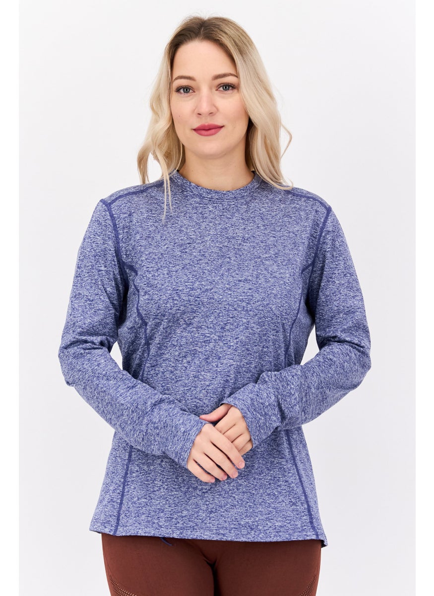 Hurley Women Sportswear Fit Long Sleeves Training Top, Blue Heather  - Image 1