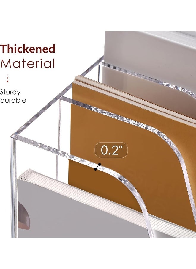 TPGP Acrylic Desk Organizer and Storage, File Holder Document Folders Holder, 3-Section Desktop File Sorter Organizer Magazine Holder for Office Supplies, Clear  - Image 2
