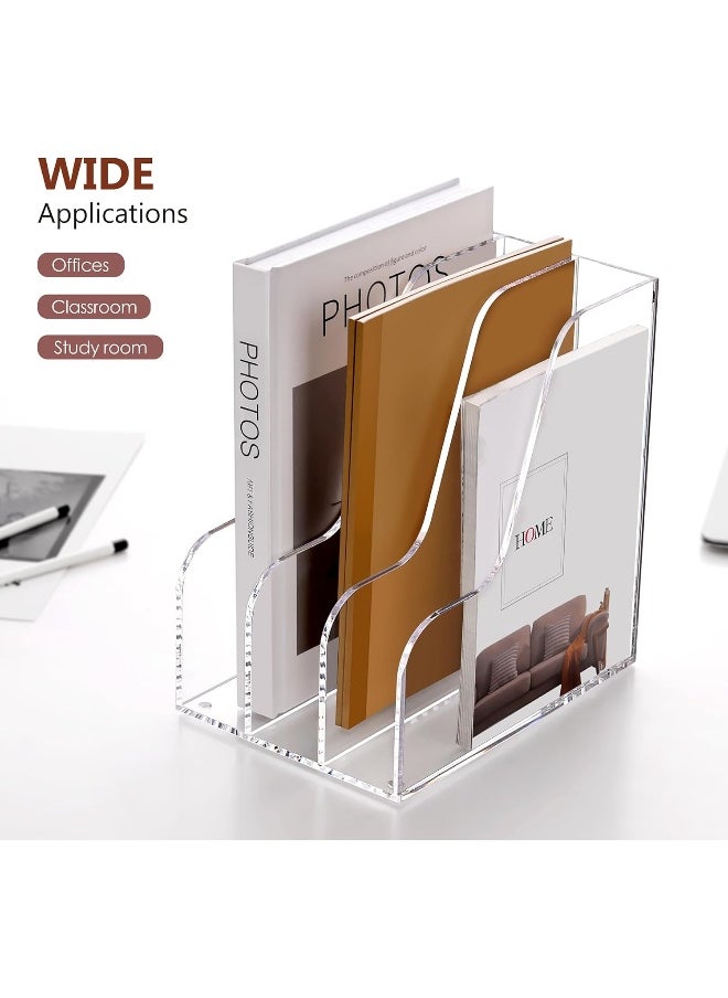 TPGP Acrylic Desk Organizer and Storage, File Holder Document Folders Holder, 3-Section Desktop File Sorter Organizer Magazine Holder for Office Supplies, Clear  - Image 5