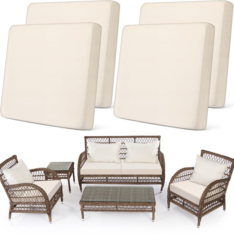 مجموعة نيووي من 4 أغطية وسائد قابلة للتمدد للمقاعد والأرائك، أغطية واقية للمفروشات للحيوانات الأليفة، أغطية وسائد قابلة للغسل، بيج