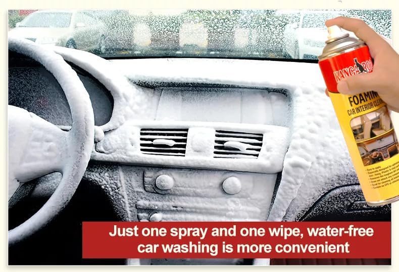 Kangaroo® Foaming Car Interior Cleaner 500 ml with Microfiber Towel || Foam Based Hi-Tech Formula || Waterless Foam Spray Use for Leather seat, Sofa, car roof Cleaner - Image 4