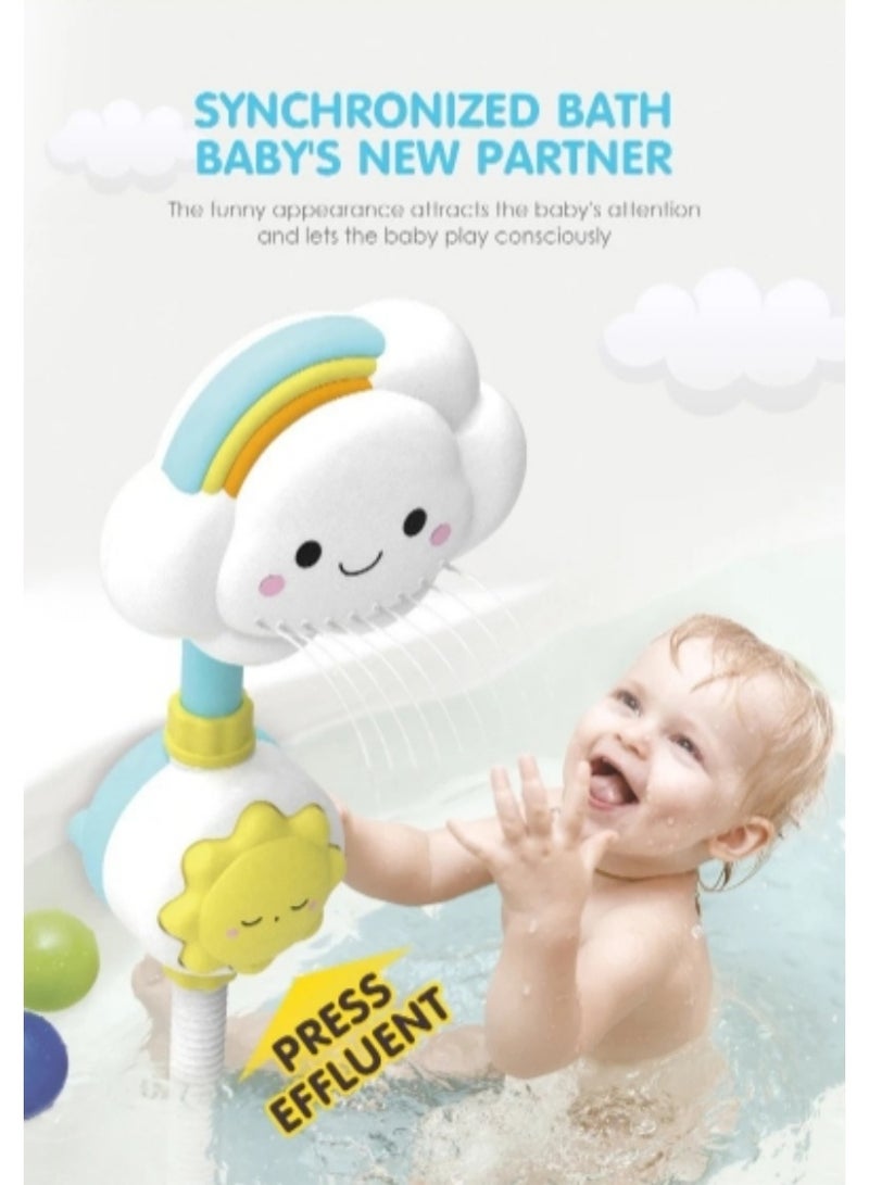Baby bath toy – cloud-shaped bathtub shower toy with water spray spout, foldable faucet with suction cups, perfect for infants, toddlers, boys, and girls during bath time. - Image 3