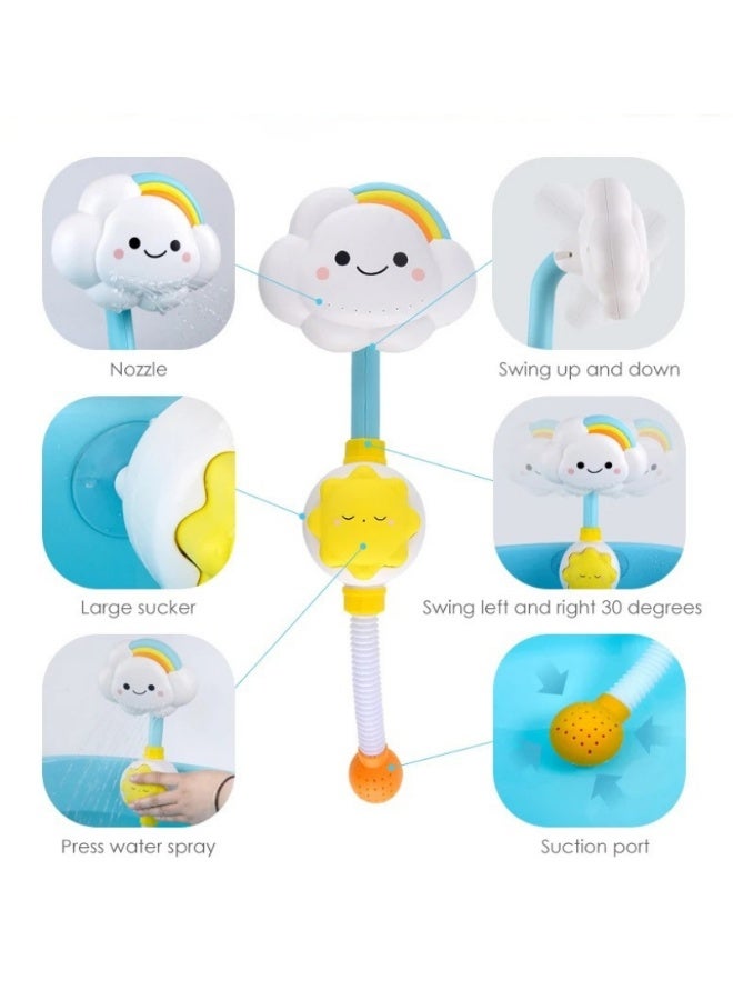 Baby bath toy – cloud-shaped bathtub shower toy with water spray spout, foldable faucet with suction cups, perfect for infants, toddlers, boys, and girls during bath time. - Image 4