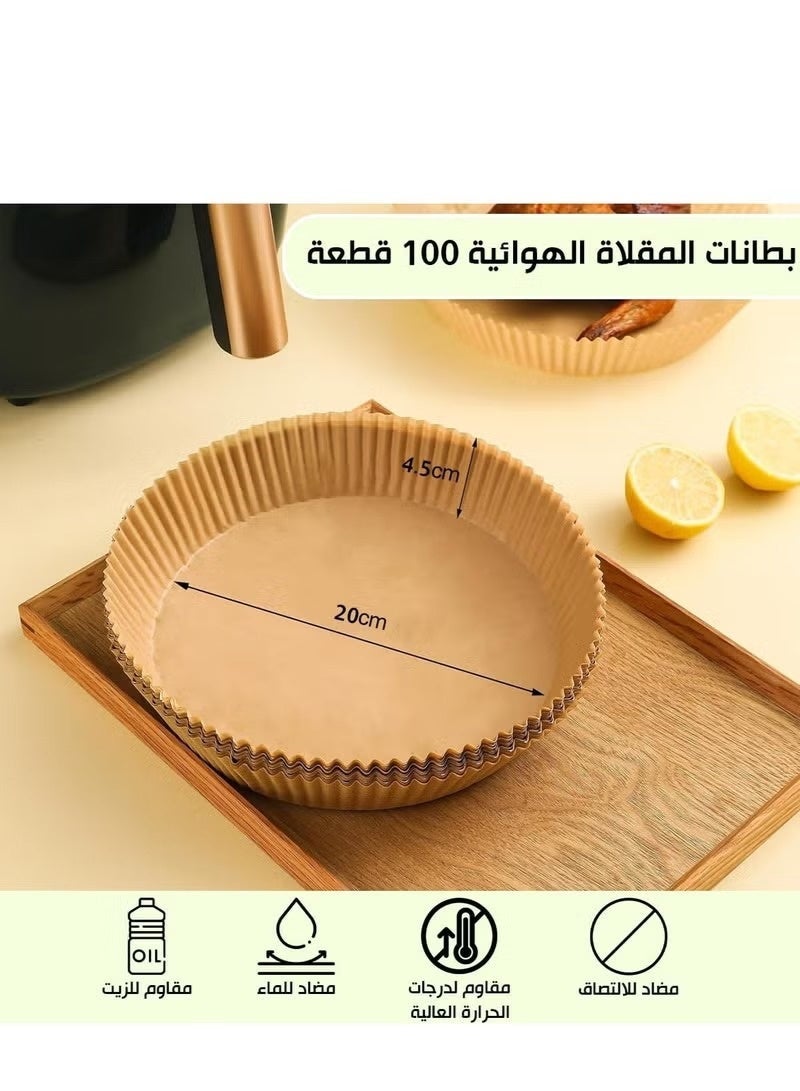 Air Fryer Paper - 100 Sheets, Hygienic Non-Stick Paper for Electric Fryers, Round Shape, 20cm, Baking, Roasting, and Microwave Frying Paper, Large Size - Image 4