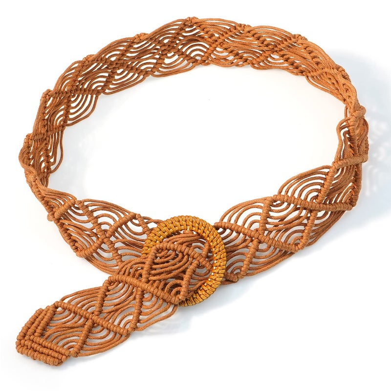 Suyi Boho Belt for Women Braided Woven Belts Bohemian Waist Belts for Dress Brown - Image 5