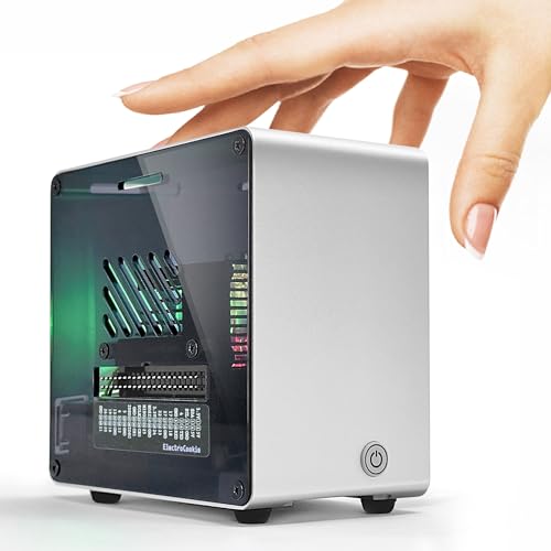 ElectroCookie Raspberry Pi 5 Case, Aluminum Mini Tower Case with Cooling Fan and Color Changing Ambient Light (Silver) - Image 1