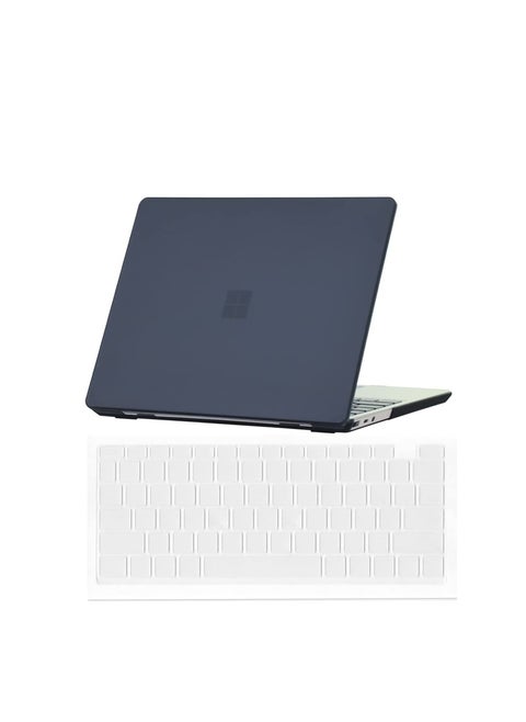 2 in 1 Compatible with 2020--2023 12.4 inch Microsoft Surface Laptop Go 3/2/1 Cover for Surface Laptop Go 1/2/3 Protective Hard Shell Case with Keyboard Cover Skin--Matte Black