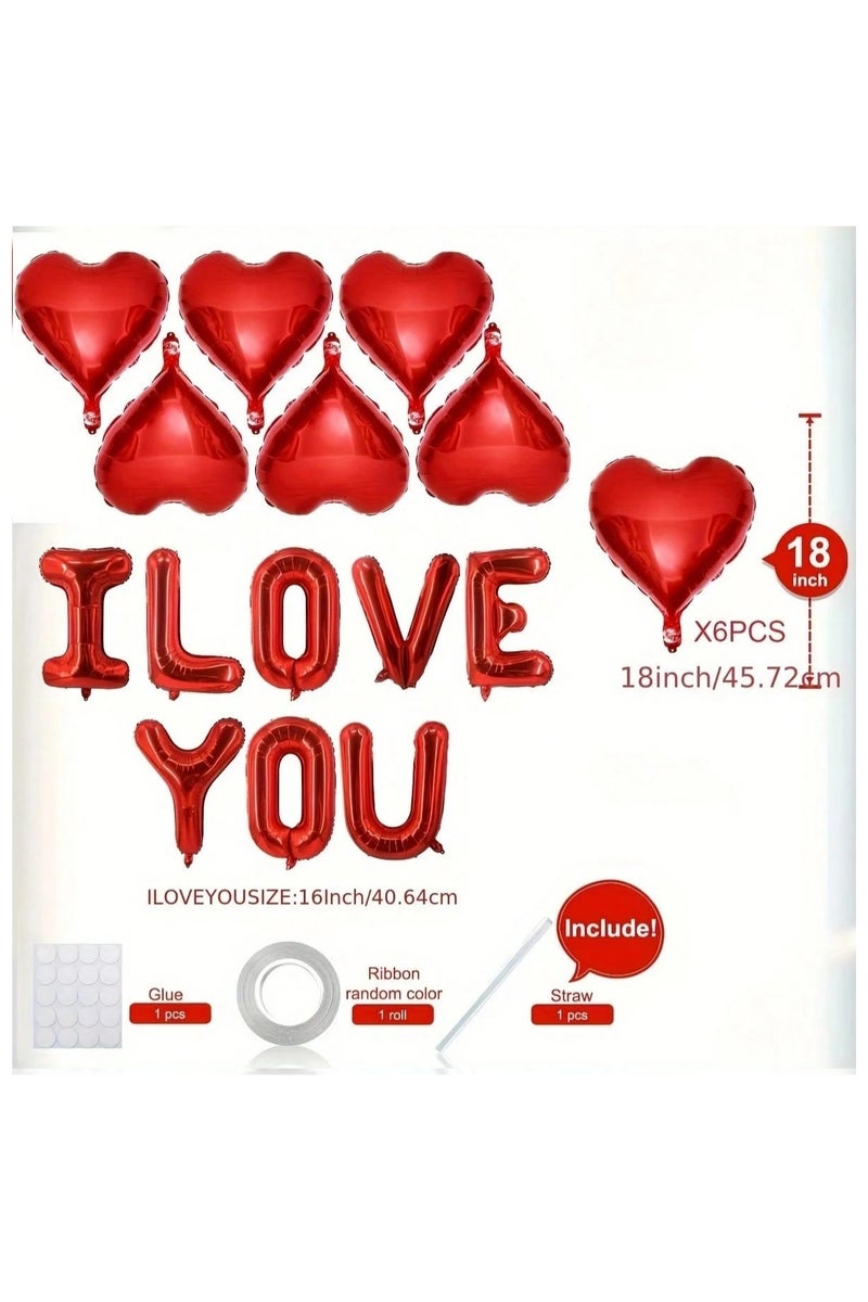 Farha Anniversary, Valentine's Day, Wedding Party Decorations Set of 14 I Love You Letters and Red Heart Balloons - Image 3
